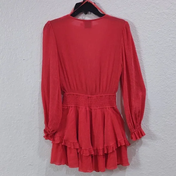 Hello Molly Vibrant Red Ruffle Dress - Picture 9 of 17